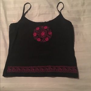 Black tank top with beautiful pink designs